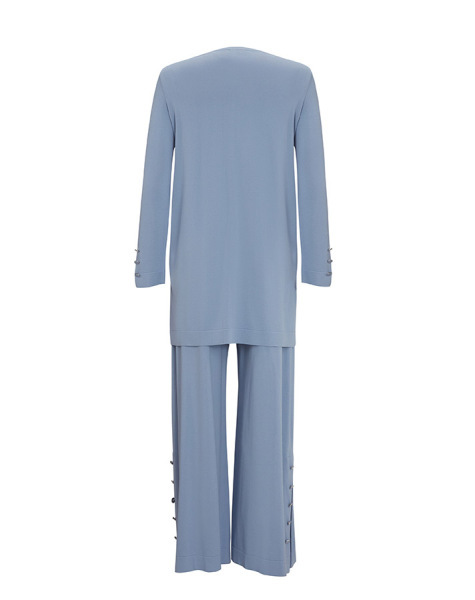 Yakası Fermuarlı Düz Renk Triko Lavander Tunik - 2