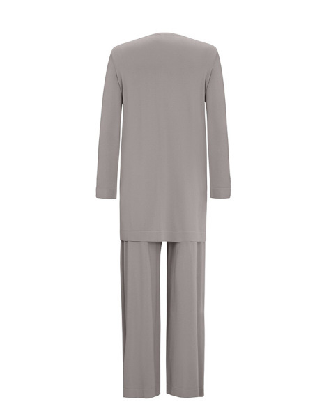 T25Y-6014 Yakası Fermuarlı Düz Renk Triko Tunik 1179-GREY - 2