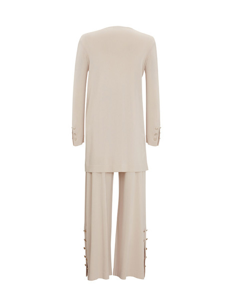 Yakası Fermuarlı Düz Renk Triko Vizon Tunik - 2