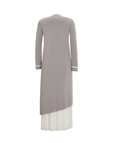 T25Y-6015 Yırtmacı Bekletme Detaylı Uzun Triko Tunik 1179-GREY - 2