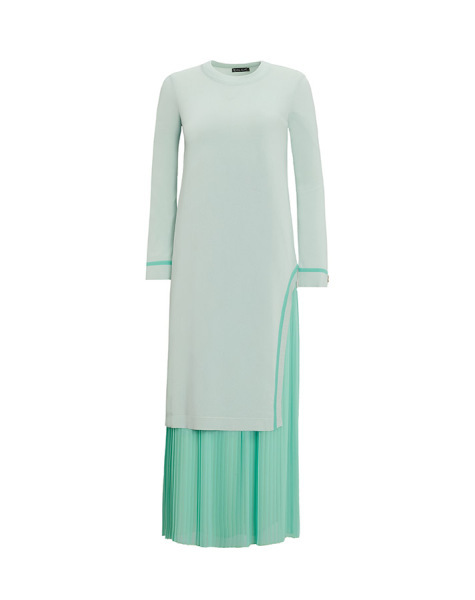 T25Y-6015 Yırtmacı Bekletme Detaylı Uzun Triko Tunik 1243-LIGHT MİNT 