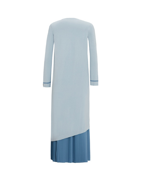 T25Y-6015 Yırtmacı Bekletme Detaylı Uzun Triko Tunik 1324-LIGHT BLUE - 2