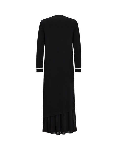 T25Y-6015 Yırtmacı Bekletme Detaylı Uzun Triko Tunik BLACK - 2