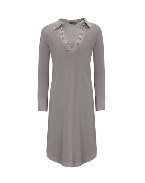 T25Y-6016 Cupro Erkek Yaka Düğme Aksesuarlı Triko Tunik 1179-GREY - 11
