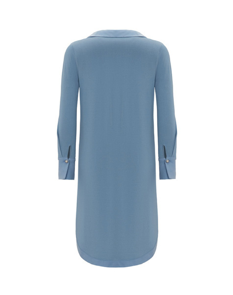 T25Y-6016 Cupro Erkek Yaka Düğme Aksesuarlı Triko Tunik 1318-ANTHRACITE - 6