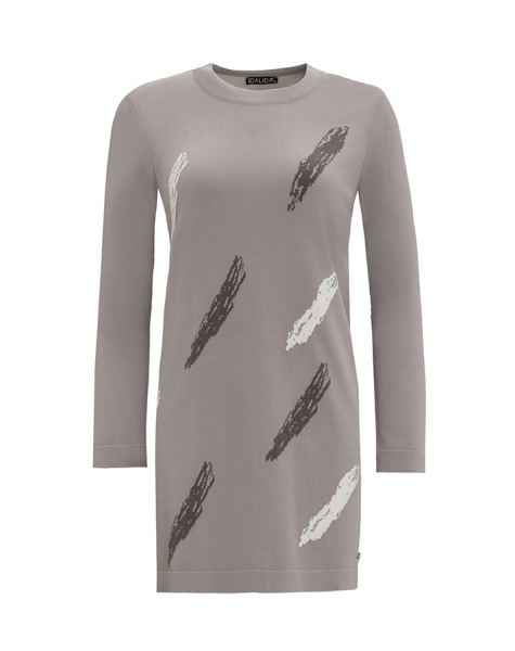T25Y-6018 Fırça Desenli Triko Tunik 1179-GREY 