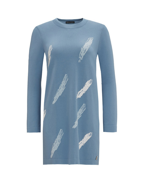 T25Y-6018 Fırça Desenli Triko Tunik 1186-BLUE 
