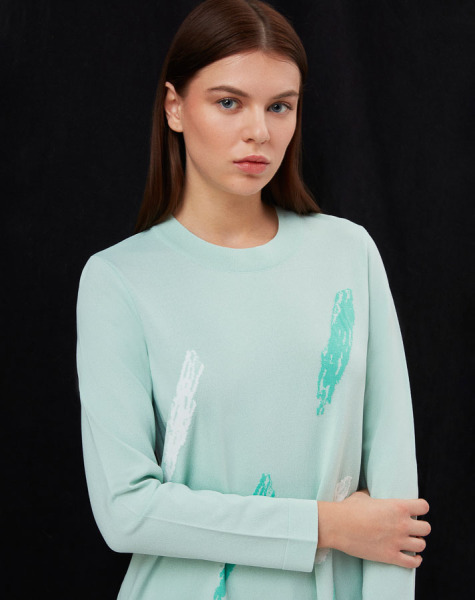 T25Y-6018 Fırça Desenli Triko Tunik 1243-LIGHT MİNT - 2