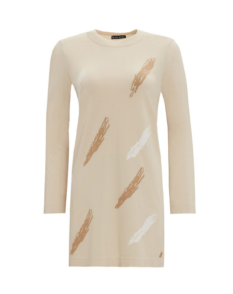 Fırça Desenli Triko Sarı Tunik - 1