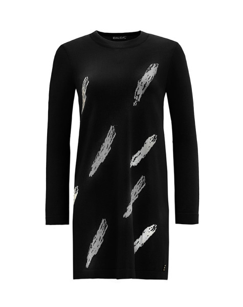 T25Y-6018 Fırça Desenli Triko Tunik BLACK 