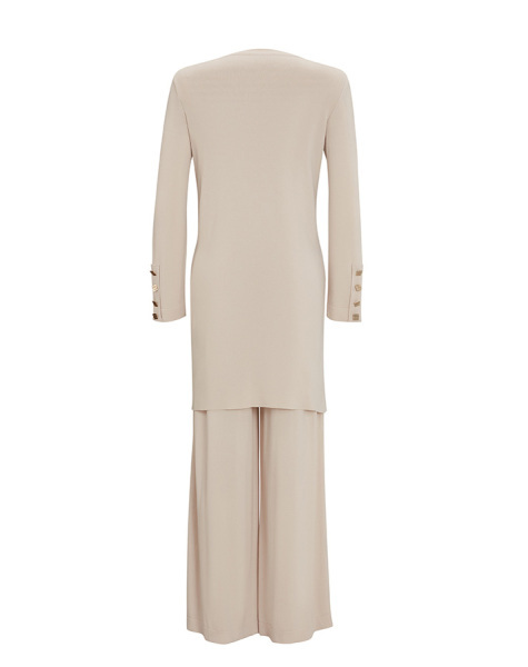 T25Y-6019 Düğme Aksesuarlı Düz Renk Triko Tunik 1021-SAND - MISS DALIDA (1)