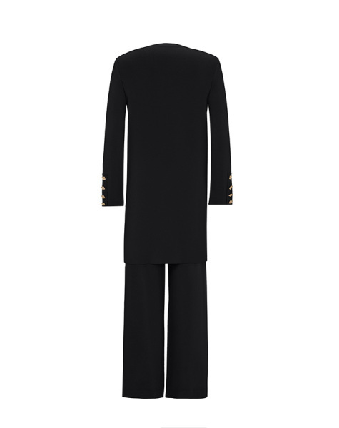 T25Y-6019 Düğme Aksesuarlı Düz Renk Triko Tunik BLACK - 2