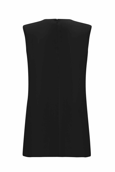 T25Y-6020 Düz Renk Cupro Kolsuz Tunik BLACK - 2