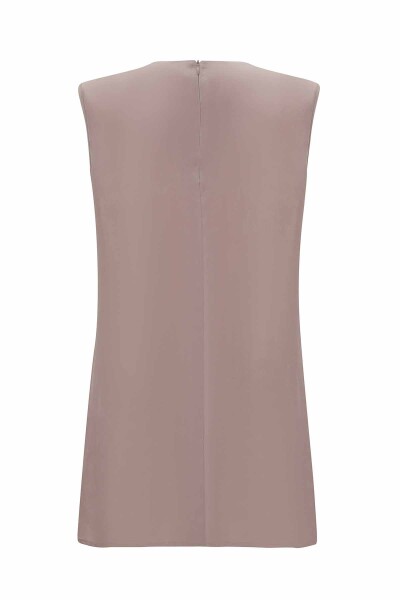 T25Y-6020 Solid Color Cupro Sleeveless Tunic - 2