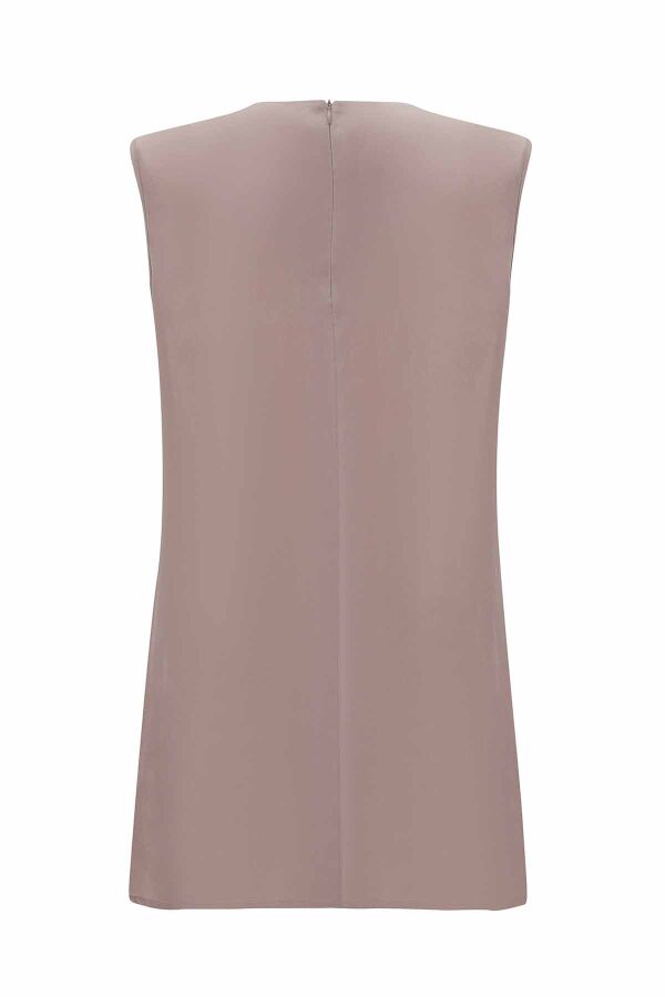 T25Y-6020 Solid Color Cupro Sleeveless Tunic - 2
