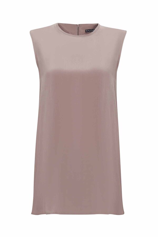 T25Y-6020 Solid Color Cupro Sleeveless Tunic - 1