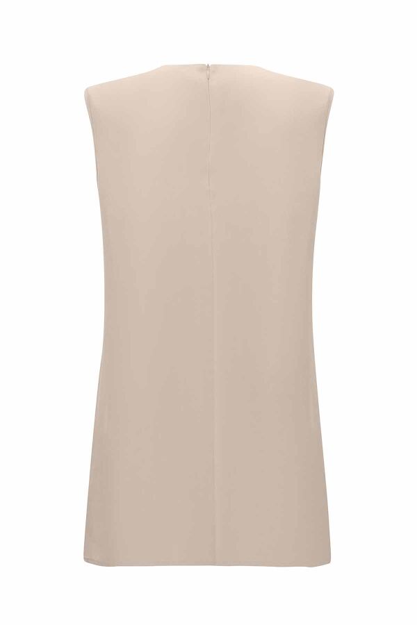 T25Y-6020 Solid Color Cupro Sleeveless Tunic - 4