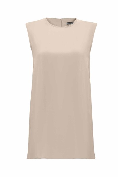 T25Y-6020 Solid Color Cupro Sleeveless Tunic - 3