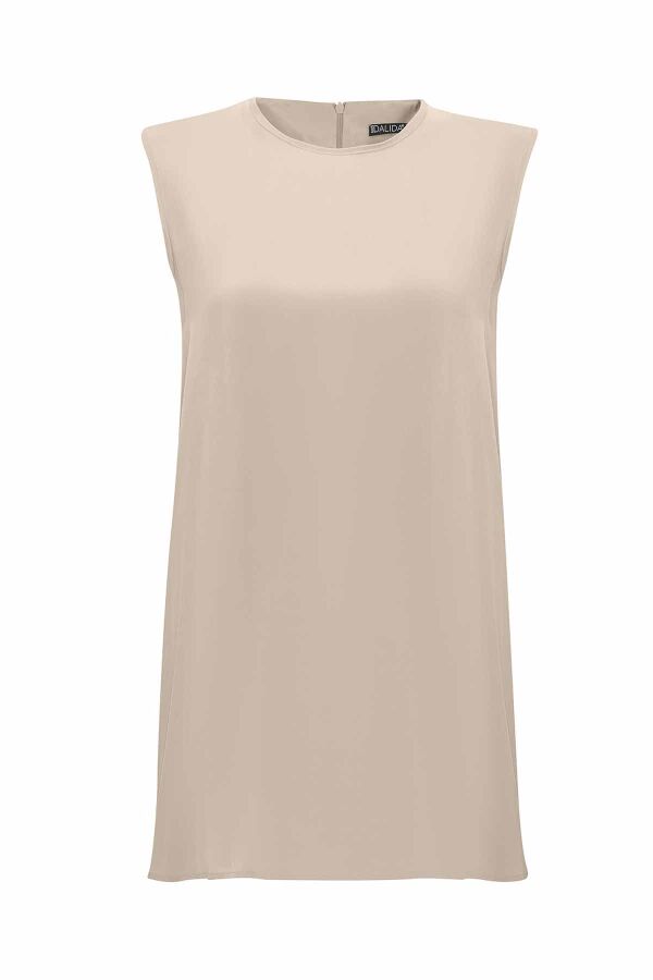 T25Y-6020 Solid Color Cupro Sleeveless Tunic - 3