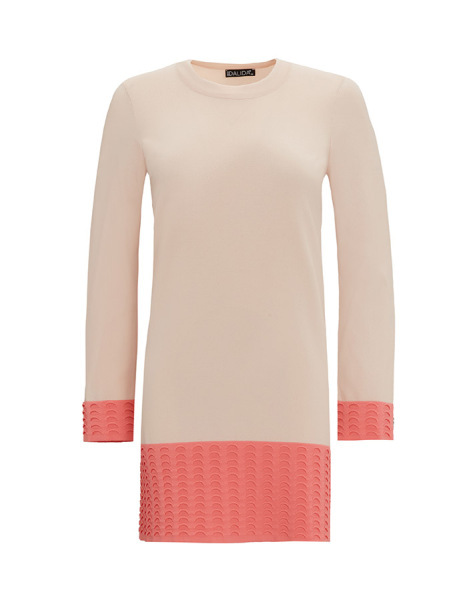 T25Y-6021 Örgü Teknikli İki Renk Triko Tunik 1081-SALMON 