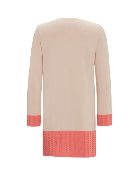 Örgü Teknikli İki Renk Triko Somon Renk Tunik - 2