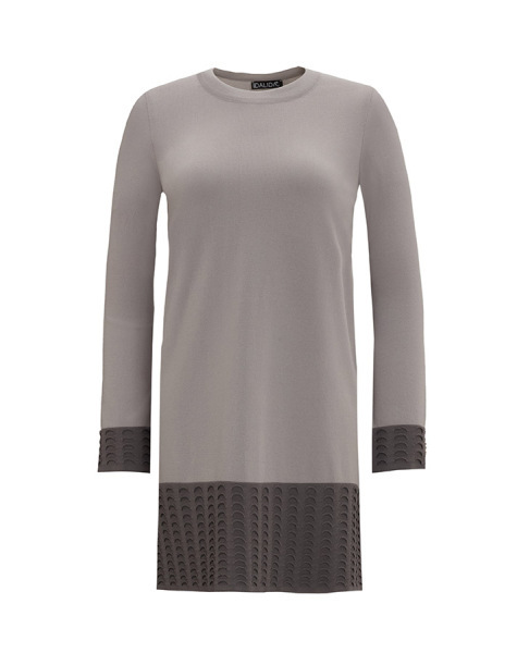 T25Y-6021 Örgü Teknikli İki Renk Triko Tunik 1179-GREY 