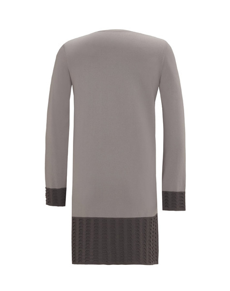 Örgü Teknikli İki Renk Triko Gri Tunik - 2