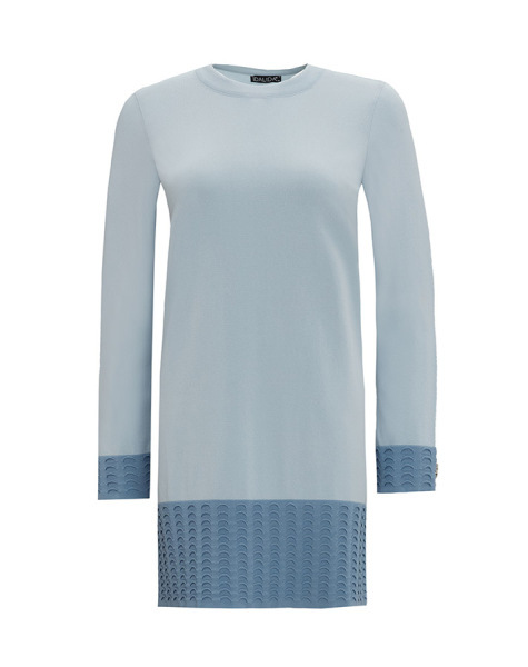 T25Y-6021 Örgü Teknikli İki Renk Triko Tunik 1324-LIGHT BLUE 