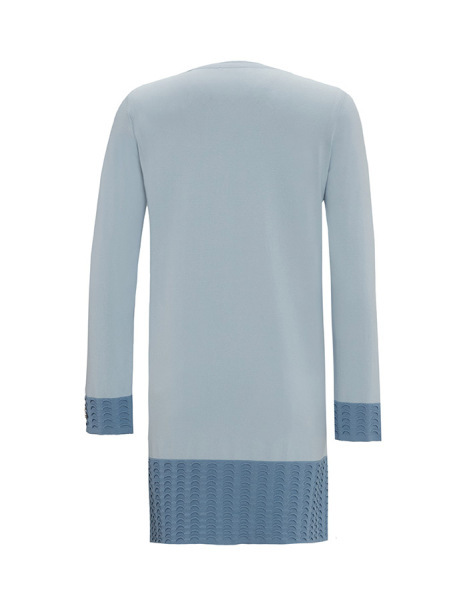 Örgü Teknikli İki Renk Triko Açık Mavi Tunik - 2