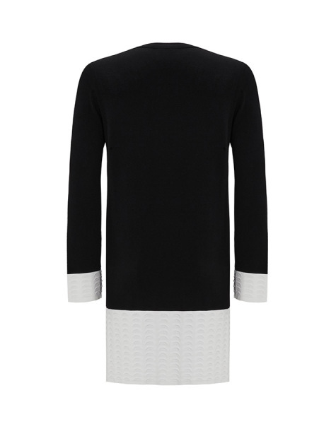 T25Y-6021 Örgü Teknikli İki Renk Triko Tunik BLACK - 2