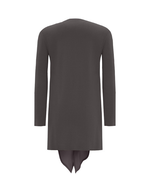 T25Y-6022 Kruvaze Kesim Cupro Triko Tunik 1237-MİNK - 12