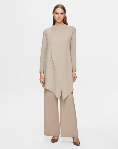 Kruvaze Kesim Cupro Triko 1318-ANTHRACITE Tunik - 3