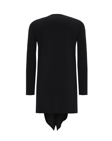 T25Y-6022 Kruvaze Kesim Cupro Triko Tunik BLACK - MISS DALIDA (1)