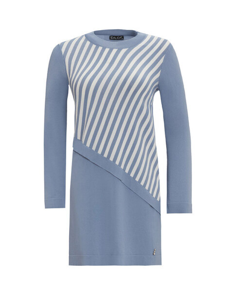 T25Y-6023 Asimetrik Kesim Çizgili Triko Tunik 1112-LAVENDER 