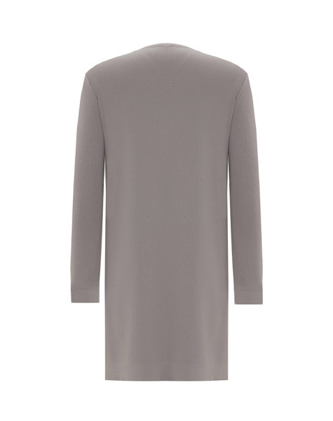 Asimetrik Kesim Çizgili Triko Gri Tunik - 2