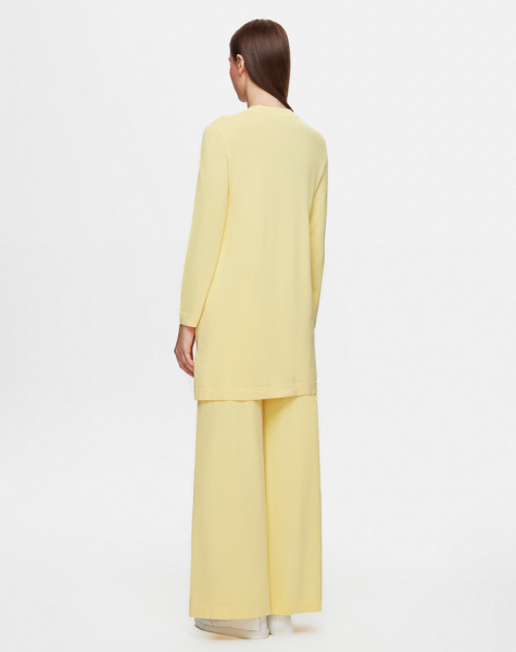 T25Y-6023 Asimetrik Kesim Çizgili Triko Tunik 1221-YELLOW - 3