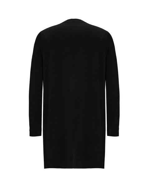 Asimetrik Kesim Çizgili Triko Siyah Tunik - 2