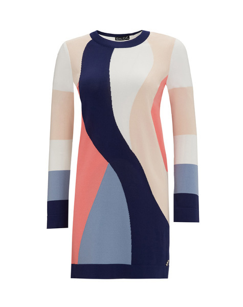 Renkli Desenli Triko Tunik 1167-NAVY BLUE 1325-CORAL / - 8