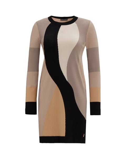 T25Y-6024 Renkli Desenli Triko Tunik BLACK / 1147-STONE - 6