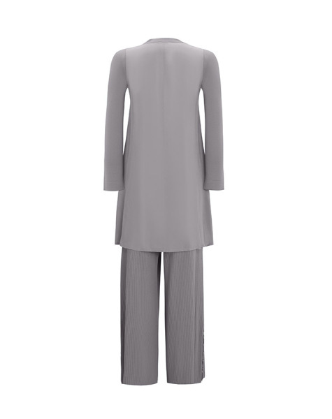 T25Y-6025 Düğme Aksesuarlı Nervürlü Cupro Tunik ANTHRACITE - 9