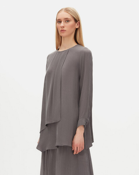 T25Y-6026 Ön Kısmı Hareketli Kesim Cupro Tunik ANTHRACITE - MISS DALIDA (1)