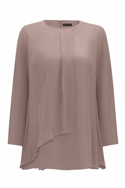 Ön Kısmı Hareketli Kesim Cupro Vizon Tunik 