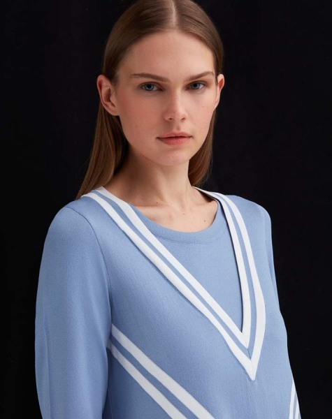 T25Y-6027 Yarım Üçgen Desenli Uzun Tunik 1112-LAVENDER - 3