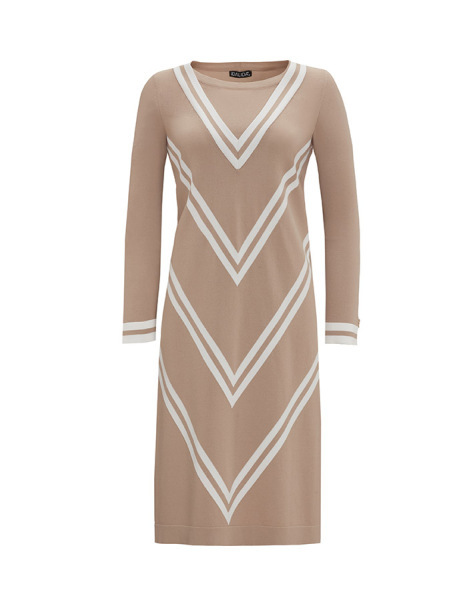 Yarım Üçgen Desenli Uzun Taş Rengi Tunik 