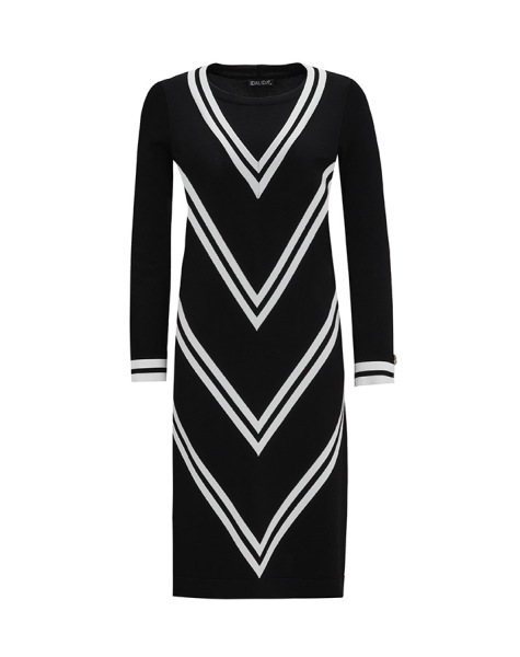 T25Y-6027 Yarım Üçgen Desenli Uzun Tunik BLACK 