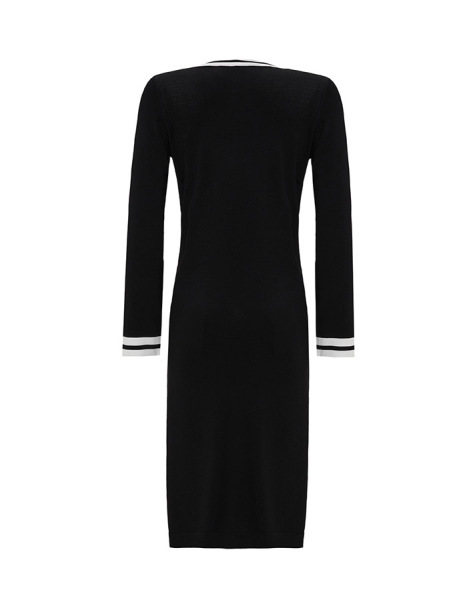 Yarım Üçgen Desenli Uzun Siyah Tunik - 2