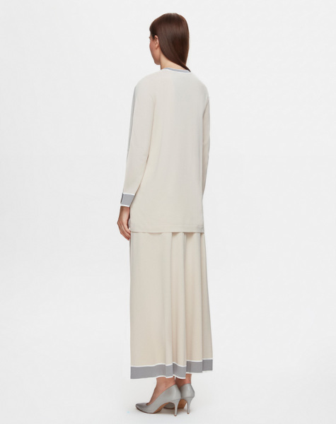 Yakası ve Bileği Renkli 1021-SAND Tunik - 5