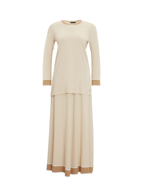 Yakası ve Bileği Renkli 1021-SAND Tunik - 6