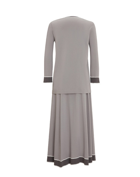 T25Y-6028 Yakası ve Bileği Renkli Tunik 1147-STONE - 11
