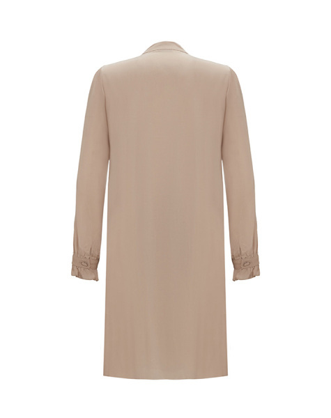 Önü Fırfırlı Cupro Taş Rengi Tunik - 2